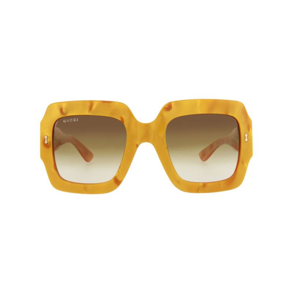Gucci Square-Frame Bio Acetate Sunglasses Yellow Womens